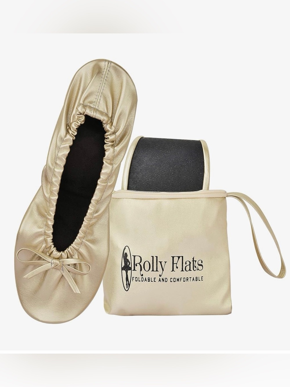Foldable Comfortable Women's Flats - Champagne, Fits 8.5-9.5